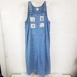 Christopher & Banks Women's Embroidered Overhaul Denim Blue Jean Dress